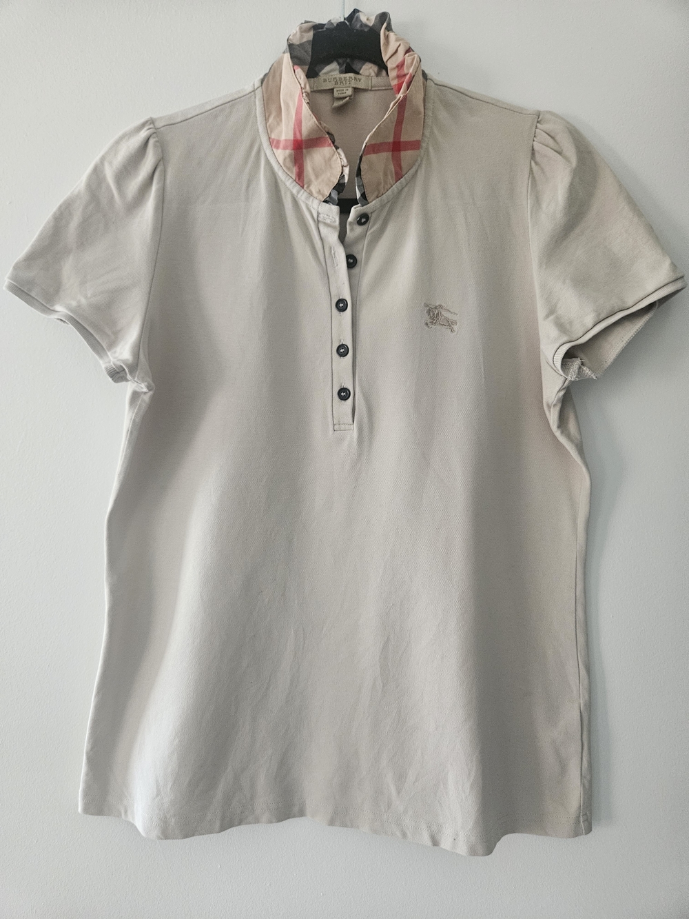Burberry Brit Women’s Beige Short-Sleeve Polo with Signature Check Collar